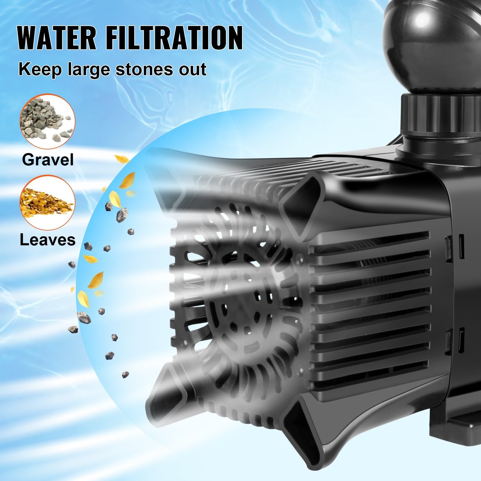 Bomba de Agua Sumergible con 3 boquillas 2100r/Min 20 FT MAX Lift Cyclone Pond & Bombas de Fuente for hidroponía en Cascada (Color : 1, Size : 276W 3100GPH 6.6M)