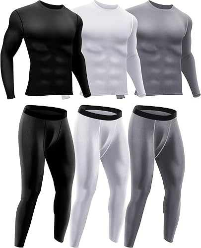 Juego de 3 ropa interior térmica de invierno para hombre, forro polar para clima frío, parte superior inferior para equipo de caza y deporte