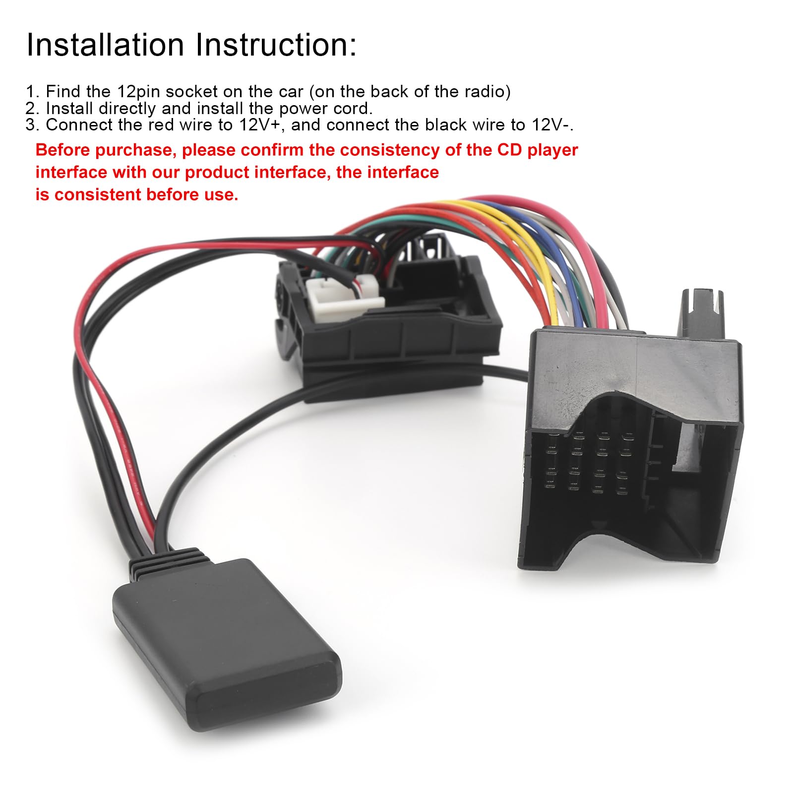 Adattatore audio per auto, adattatore audio per cavo 5.0 ‑IN per auto adatto per Citroen C2/C3/C4/C5/C6 con microfono