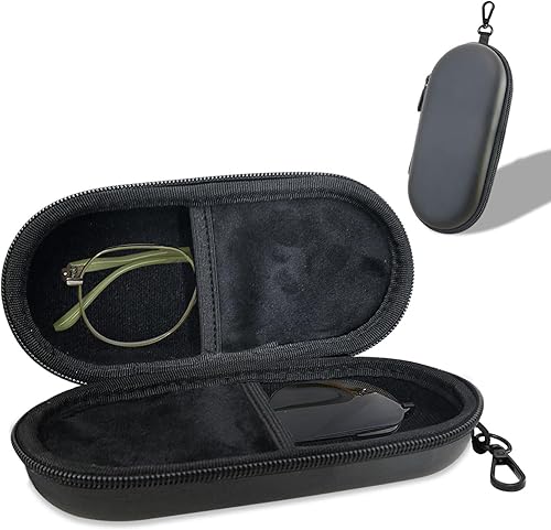 CHANGAR Funda doble para gafas, carcasa rígida de poliuretano, organizador de lentes de sol de cuero múltiple con clip, almacenamiento doble para