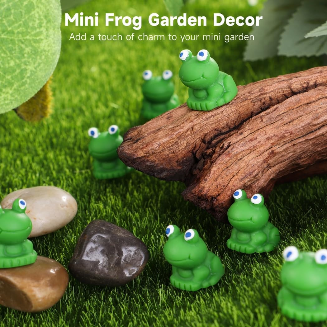Green Mini Frog Miniature, Mini Frog Garden Decor, DIY Terrarium Ornament Accessories, Fairy Garden Decor, Resin Mini Frogs 200 Pcs