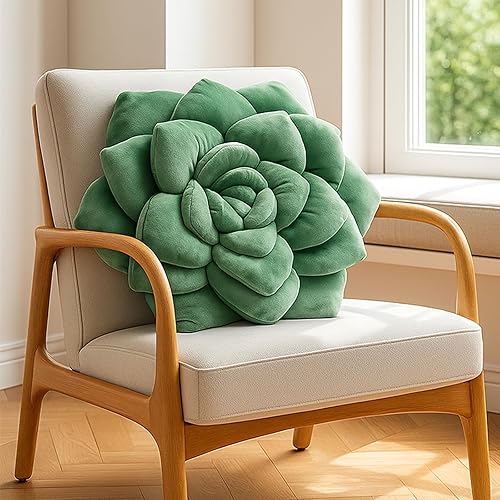 Miniatura 1 de Almohada suculenta  Almohada decorativa de felpa cosida a mano, almohada de flores 3D, almohadas en forma de plantas, cojines de felpa para