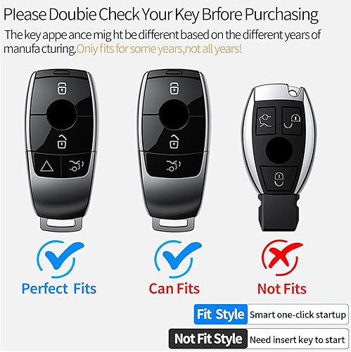 Miniatura 6 de Tukellen Funda para llavero Mercedes Benz de piel auténtica con llavero, protector de cuero, compatible con Mercedes Benz 2017-2023 Clase E