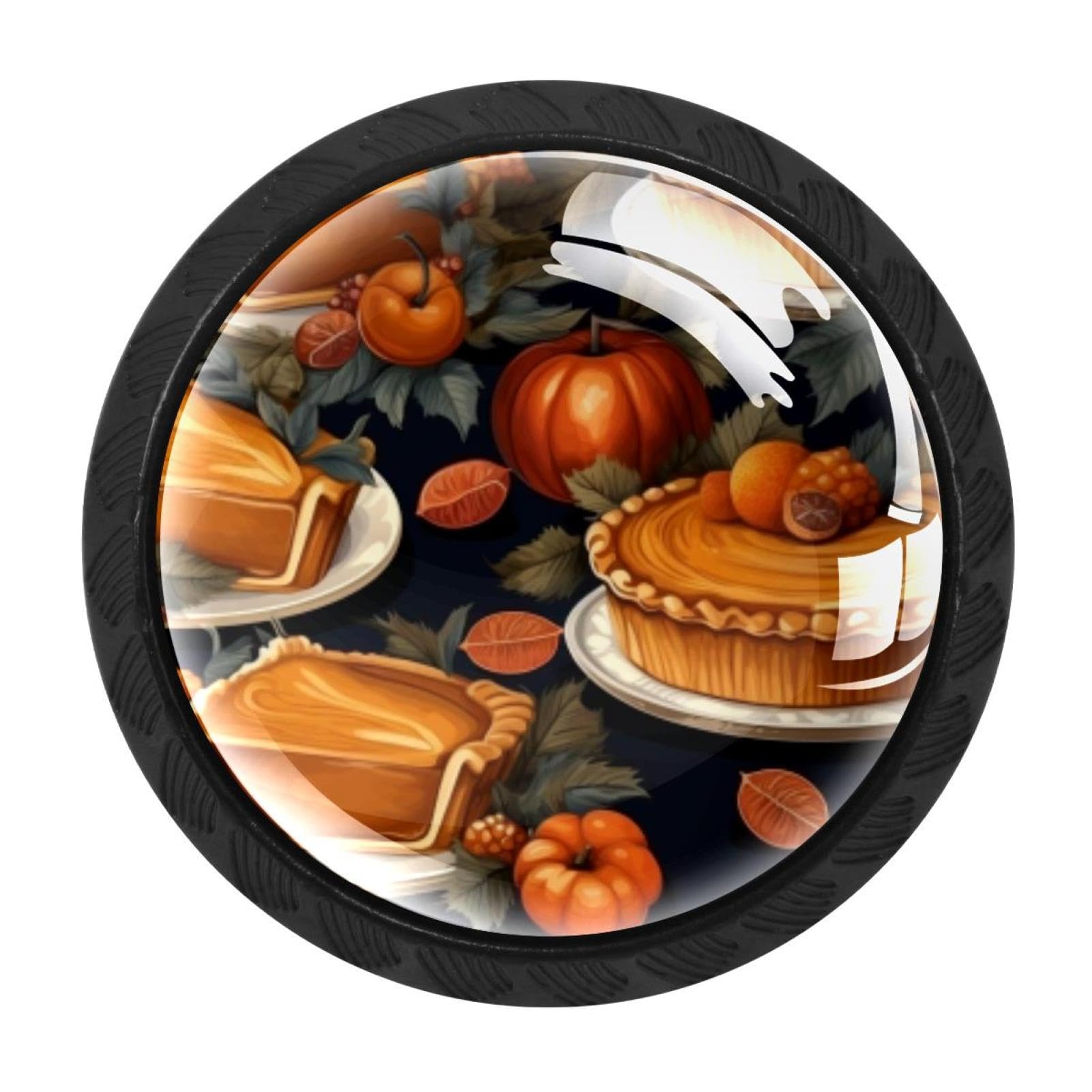 CHENZZZZ 4 Pack Black Thanksgiving Pumpkin Kitchen Handles, Cabinet Pulls Hardware for Cupboard Drawer Knobs Dresser Pulls