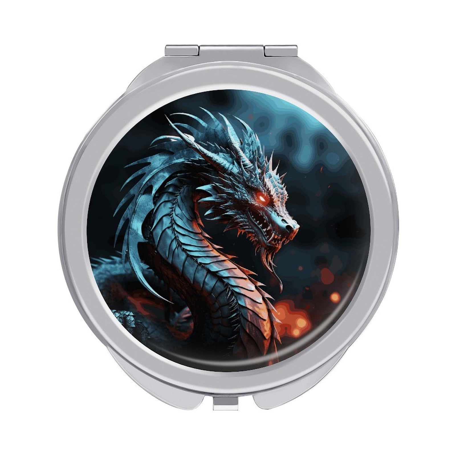 JTREHY Dragon Makeup Mirror Silver Mirror Surface Folding Makeups Mirrors Lightweight Durable Looking Glass for Suitable Traveling Handbag and Purses