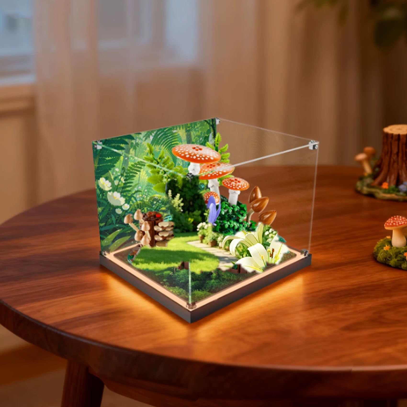 Acrylic Display Case for Le-go 11505 Mushrooms Model, Dustproof Display Box (display box only)