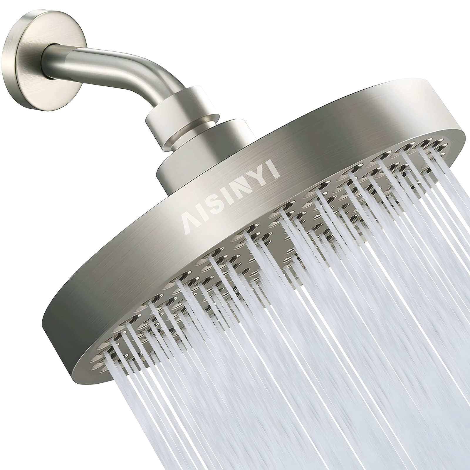 High Pressure Rainfall Shower Head, 6 Inches Luxury Showerhead with Perfect Adjustable Replacement, Removable Restrictor, Easy Installation for Your Bathroom Shower Heads (Brushed Nickel)