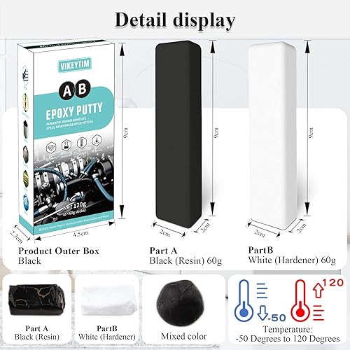 Miniatura 3 de Masilla epoxi, 4.23 oz de metal duro y rápido, metal, escultura, plástico duro, piedra, madera rápida unión y reparación, 2 partes de masilla epoxi
