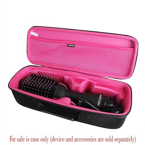 Miniatura 2 de Adada - Funda rígida para secador de pelo Revlon de un solo paso y cepillo de aire caliente (negro+rosa)