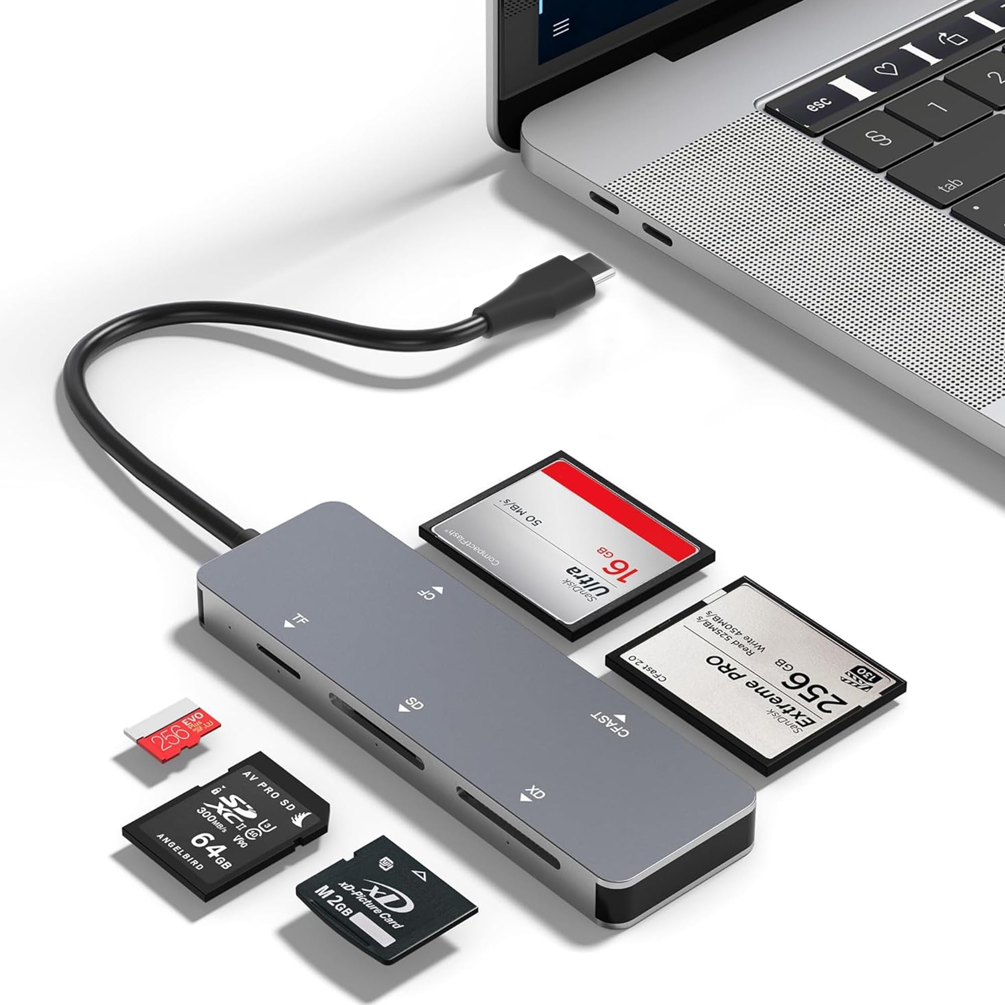 CFast Card Reader, USB C CFast 2.0 Card Reader 5Gbps 5-in-1 Memory Card Reader for CF/SD/Micro SD(TF)/XD Cards, Simultaneous Read & Write 5 Cards, Individual LED – for SanDisk, Lexar, Transcend Card-picture-31
