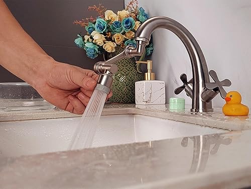 Miniatura 5 de Extensor de grifo giratorio dorado cepillado universal de rotación 1080 brazo robótico extensión giratoria para fregadero de cocina extensor