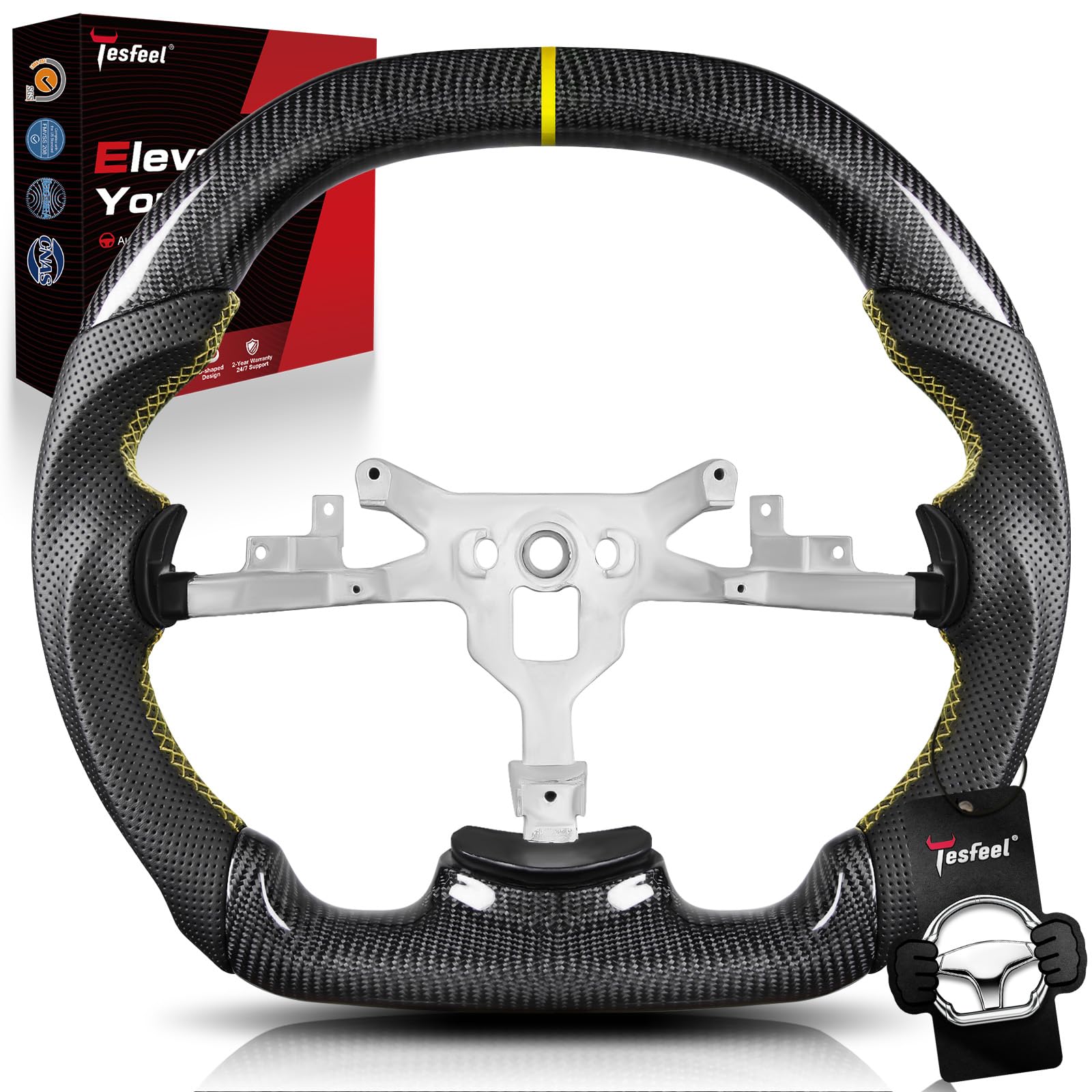 Steering Wheel for Chevy Corvette C6 2006-2011,Real 3K Carbon Fiber