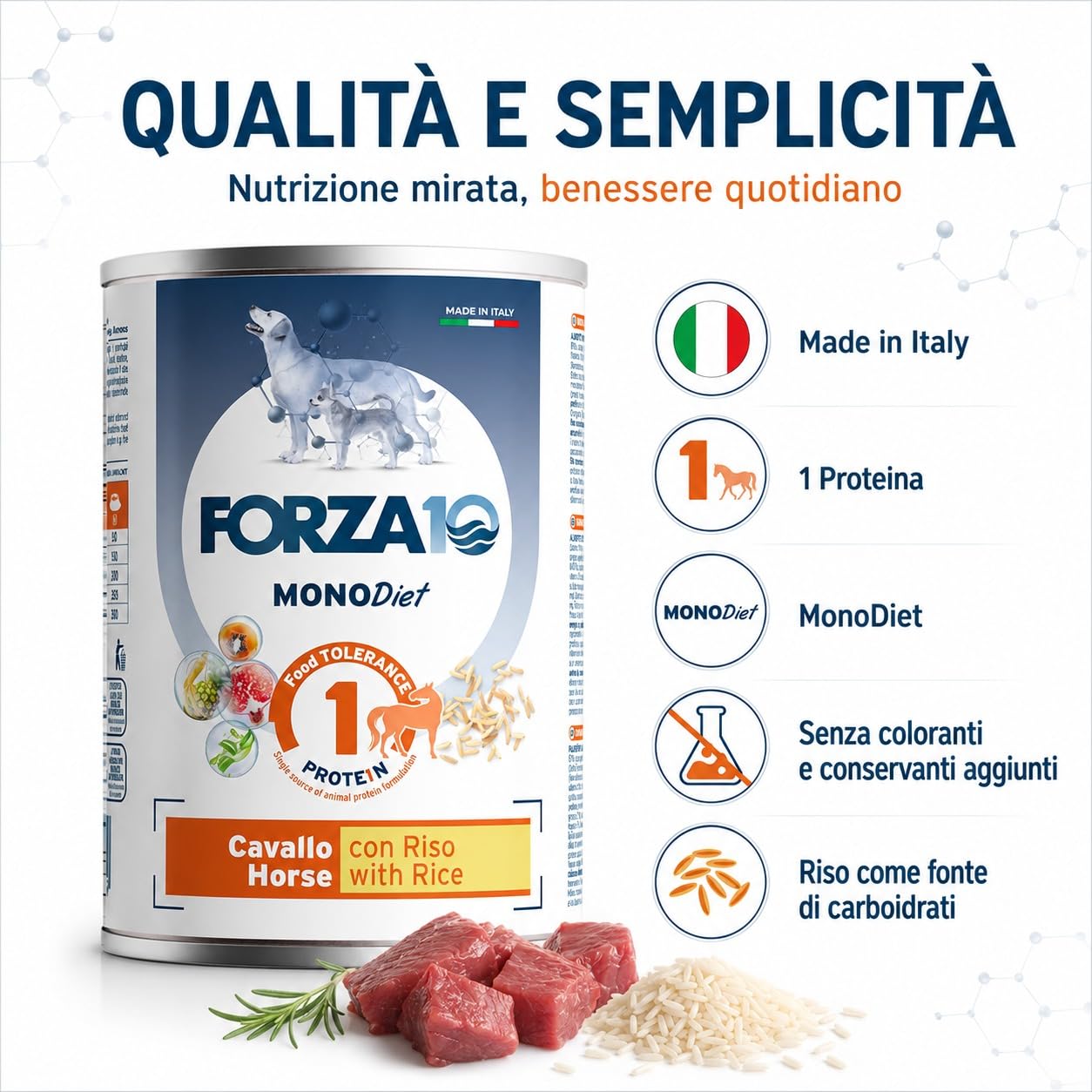 Cavallo con Patate – Forza10 Diet Cibo Umido per Cani Adulti di tutte le Taglie e Razze, Monoproteico, Intolleranze alimentari 12 Lattine x 400g, Alimento Completo.