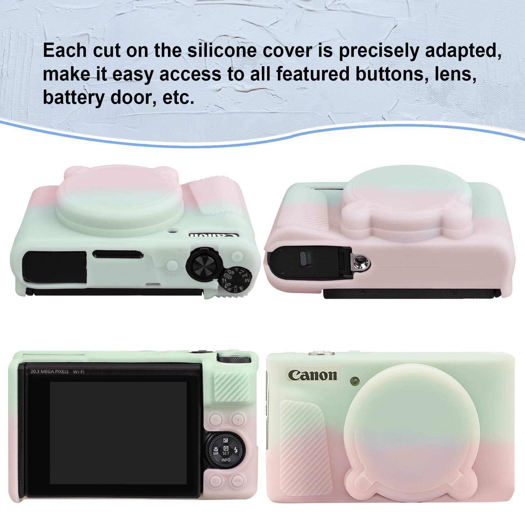 TYUANDOUER SX730 SX740 Camera Case & LCD Screen Protector Accessories Kit, Soft Silicone Case For Canon PowerShot SX740/SX730 HS Camera, Body Cover For SX730 SX740 With Lens Cap - Rose Pink