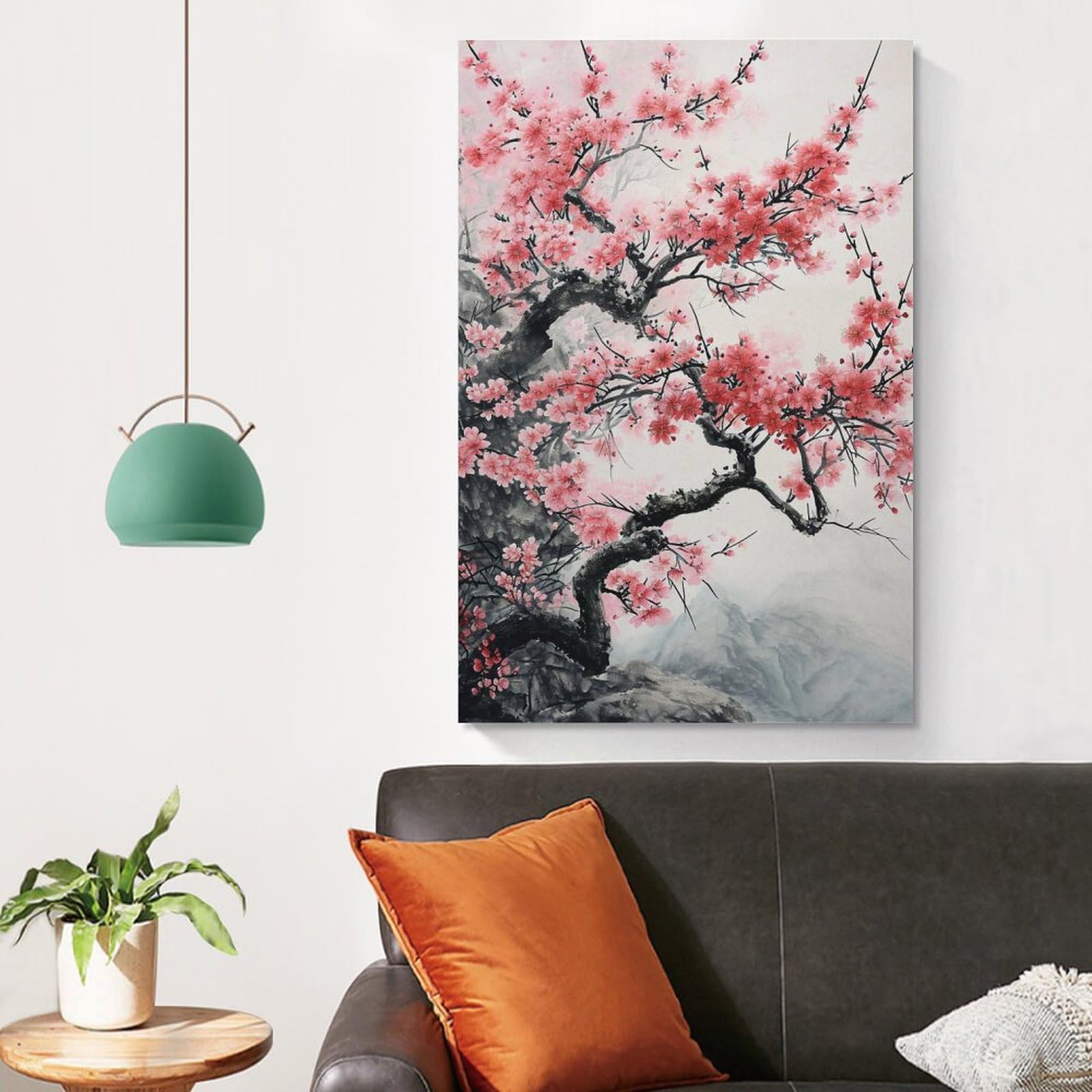 Amazon.co.jp: 絵画 咲く紅梅インテリア 絵画 魅力的な花 中国風の芸術