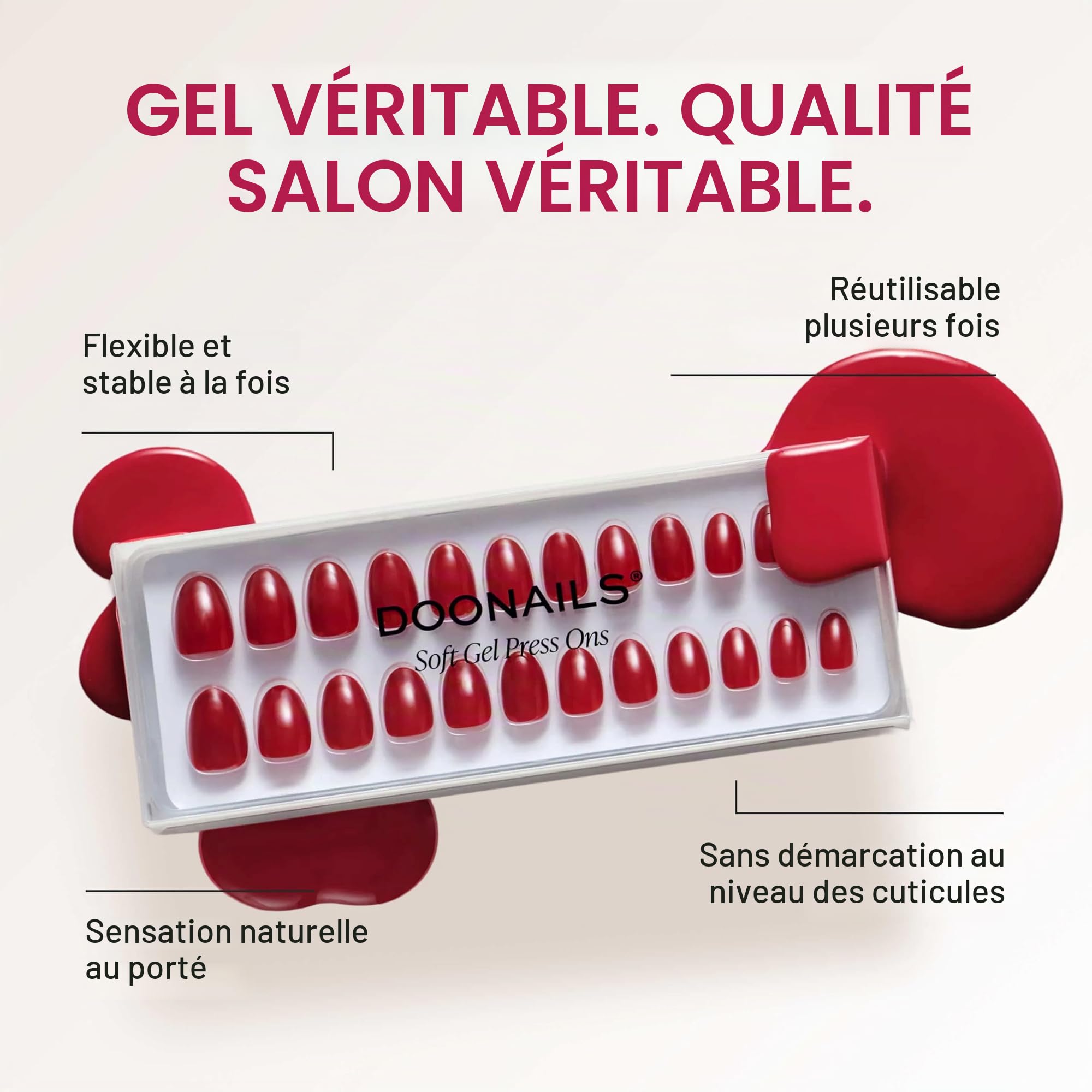 DOONAILS® Lot de 30 faux ongles à presser en gel souple Brownie - Ronds courts - Marron nude - Ombre chromé - Ongles à coller - Couverture complète - Qualité salon