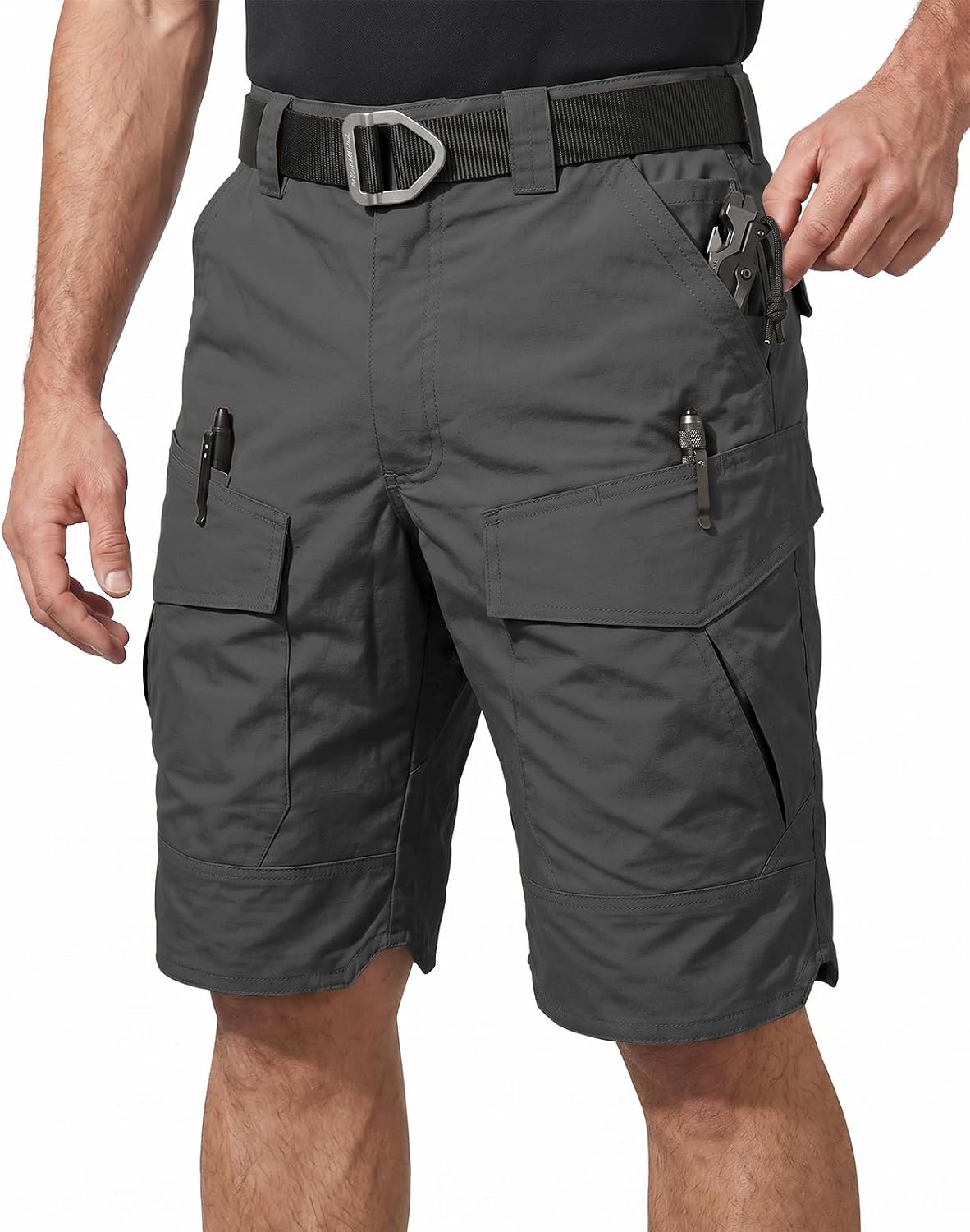 Men's Hiking Cargo Shorts Waterproof Quick Dry Tactical Shorts Lightweight Casual Outdoor Work Shorts Multi Pockets (No Belt)
