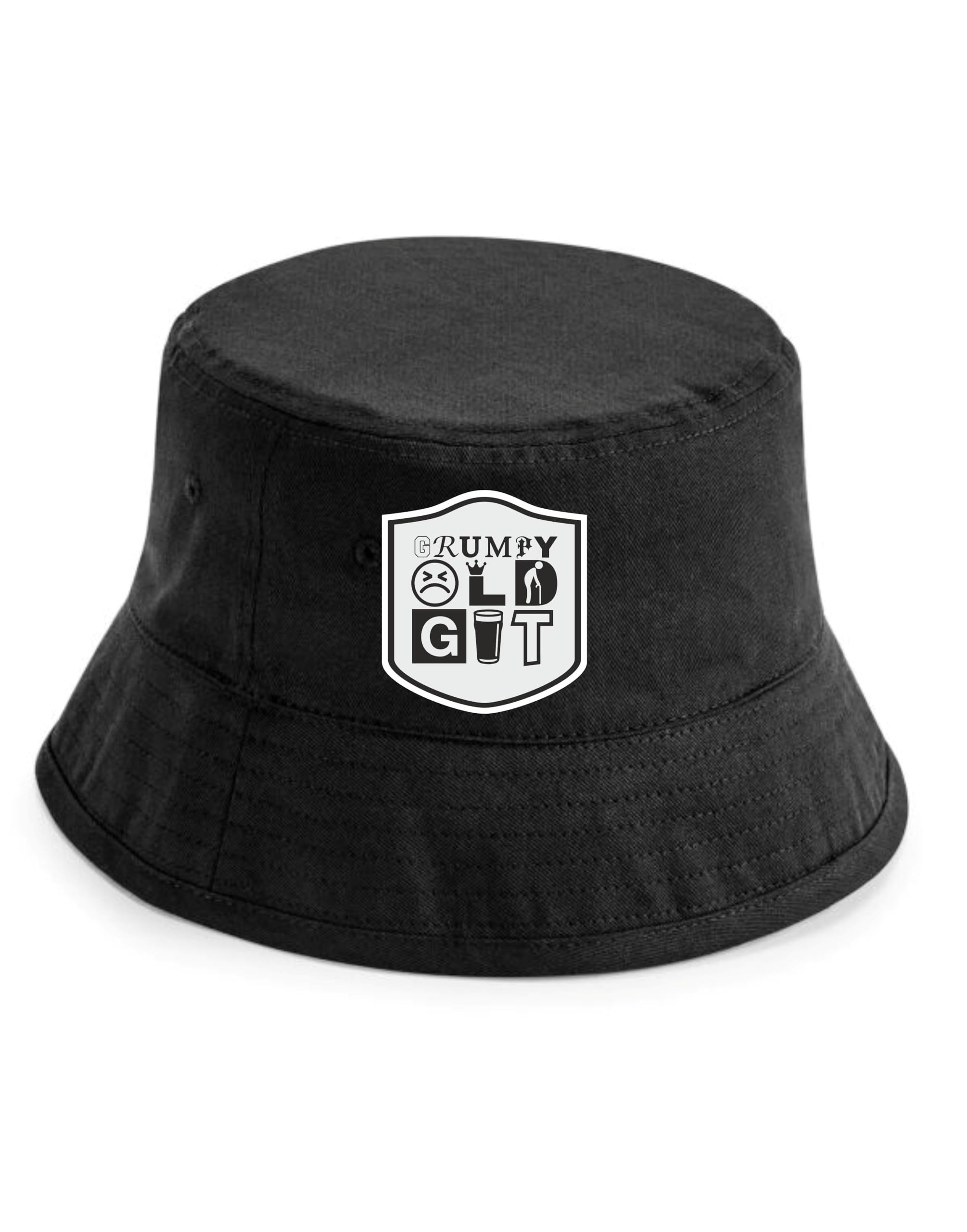 Print4u Unisex Black Bucket Hat Grumpy Old Git Gift For Men Birthday Father's Day Funny Lxl