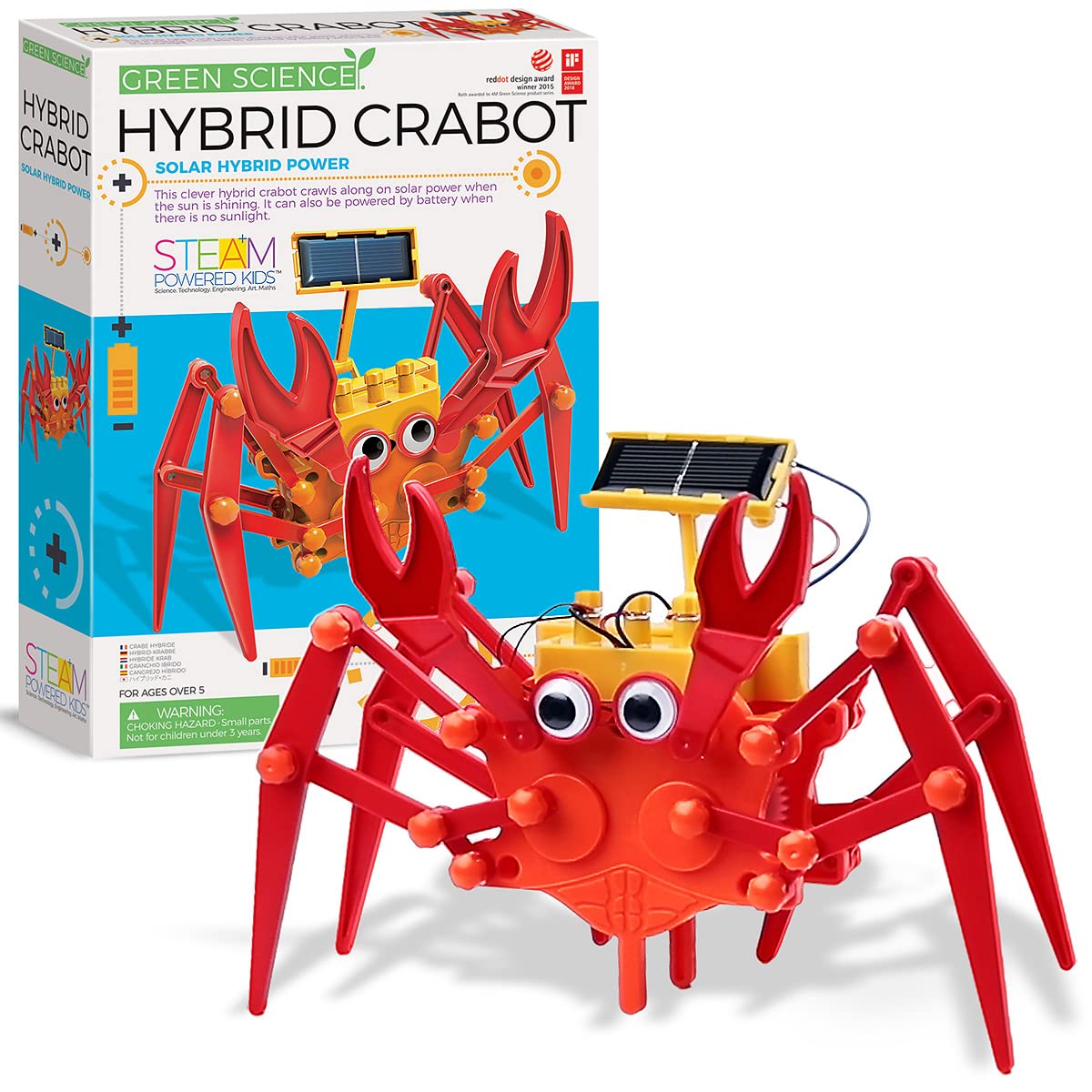 403448 Green Science Hybrid Crabot-Solar Power Crawling Crab Kit-for Kids Ages 5+, Multi Coloured