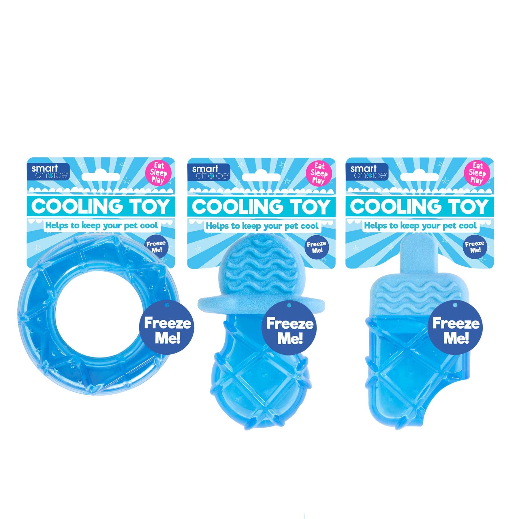 YöL Pack of 3 Summer Cooling Pet Toy - Ring, Dummy, Ice Lolly Shaped Dog Puppy Teething Chew Outdoor Play Freezable Durable Hydrating Teether Frozen