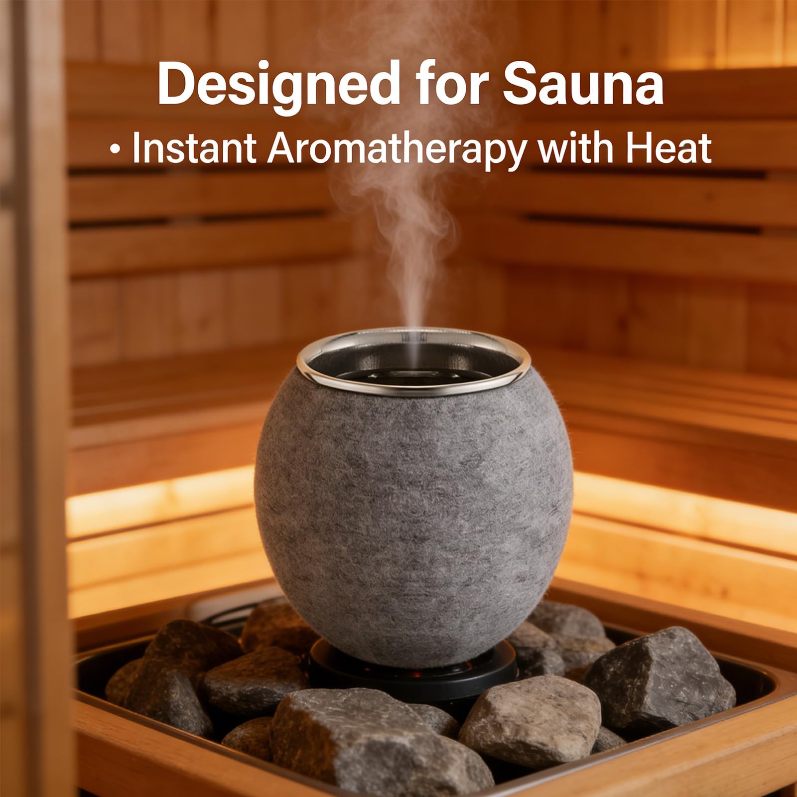 Difusor de aceites esenciales de sauna, taza de piedra de aromaterapia, cuenco pequeño de aromaterapia con difusor de acero inoxidable para spa, yoga, bienestar