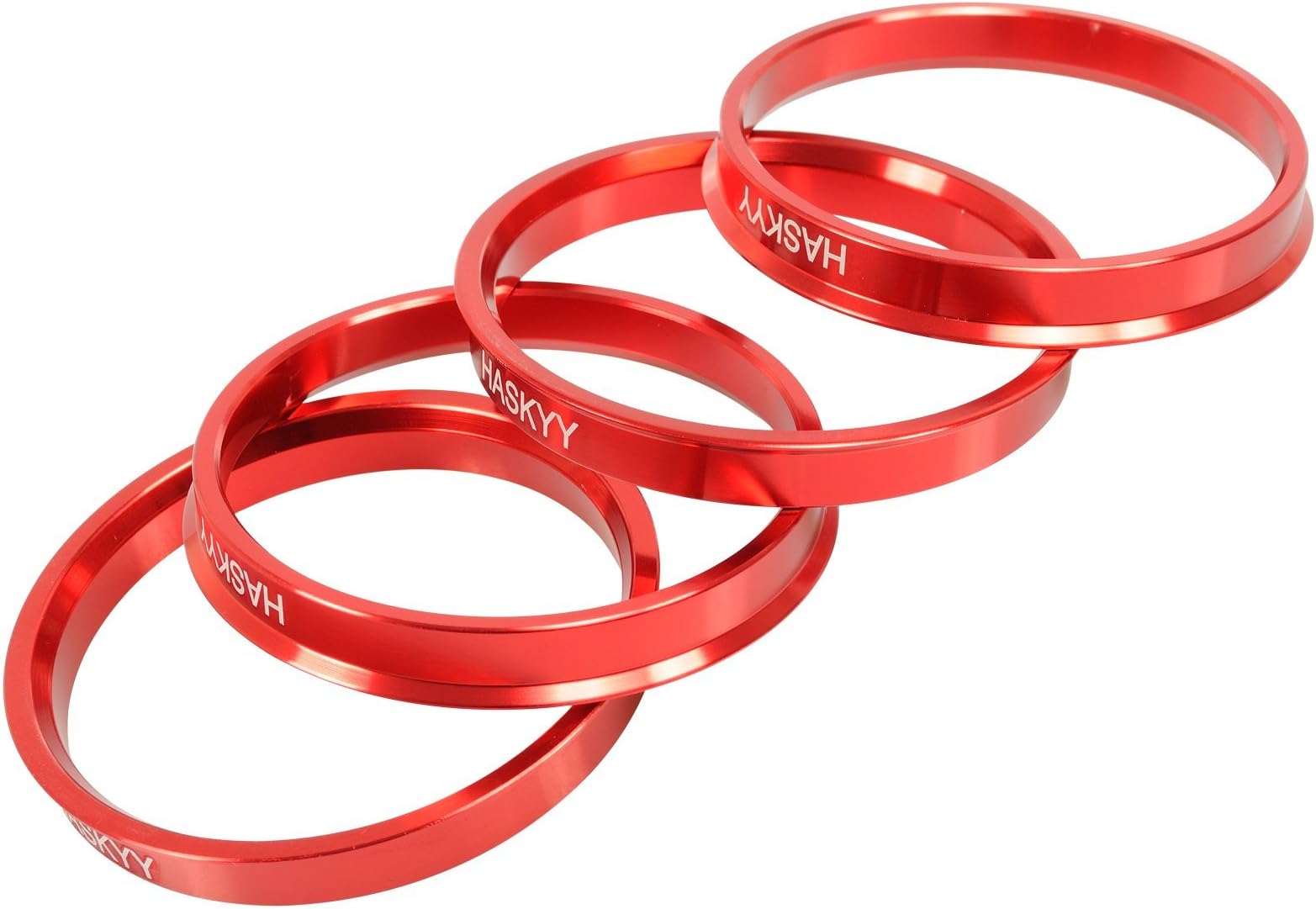Haskyy 4 aluminium centerings set I 66,5-57,1 aluminium I RED anodized