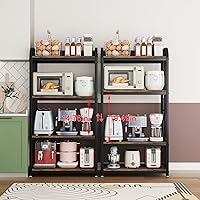 Vista 2 de Soporte para microondas de 4 niveles, estantes grandes para cocinas, estante de altura ajustable, barra de café para sala de estar, marrón rústico