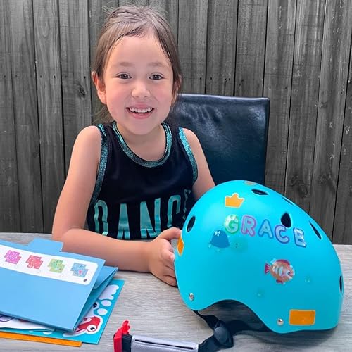 Miniatura 7 de Simply Kids Casco de bicicleta con calcomanías de bricolaje, certificado CPSC y CE, casco para niños pequeños para patineta, patinaje sobre ruedas