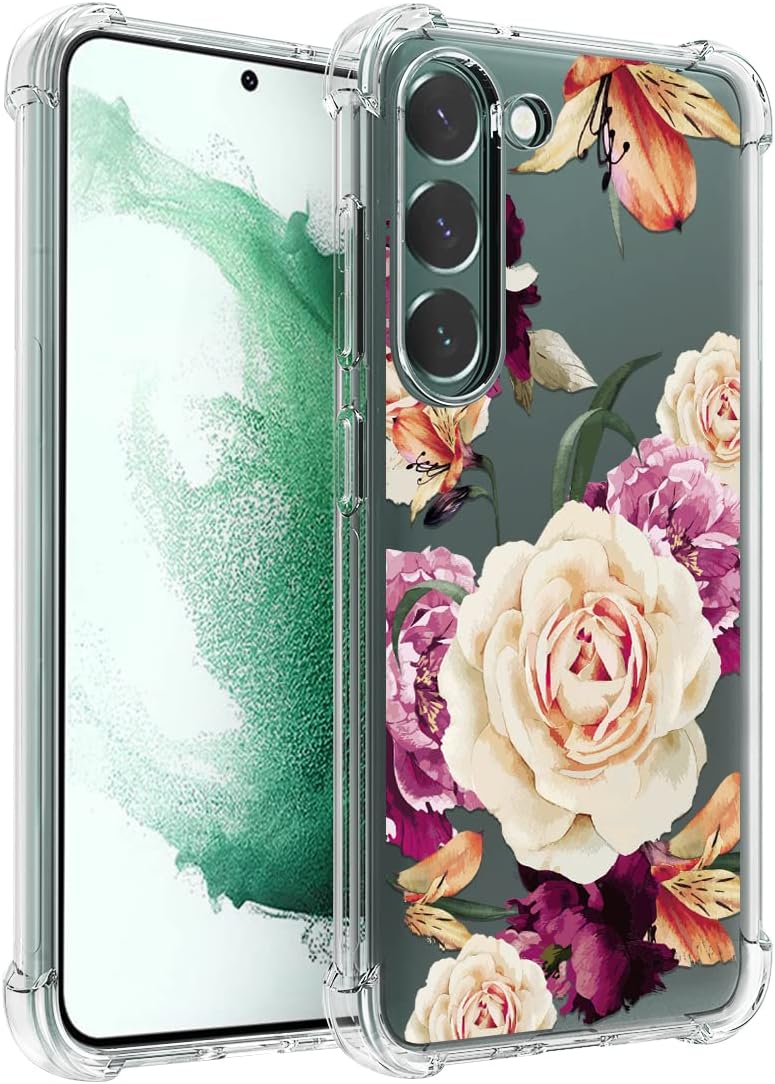 Osophter for Samsung Galaxy S23 Plus Case,Samsung S23 Plus Case Flower Floral for Girls Women Shock-Absorption Flexible TPU Rubber Phone Cover for Samsung Galaxy S23 Plus(Purple Flower)