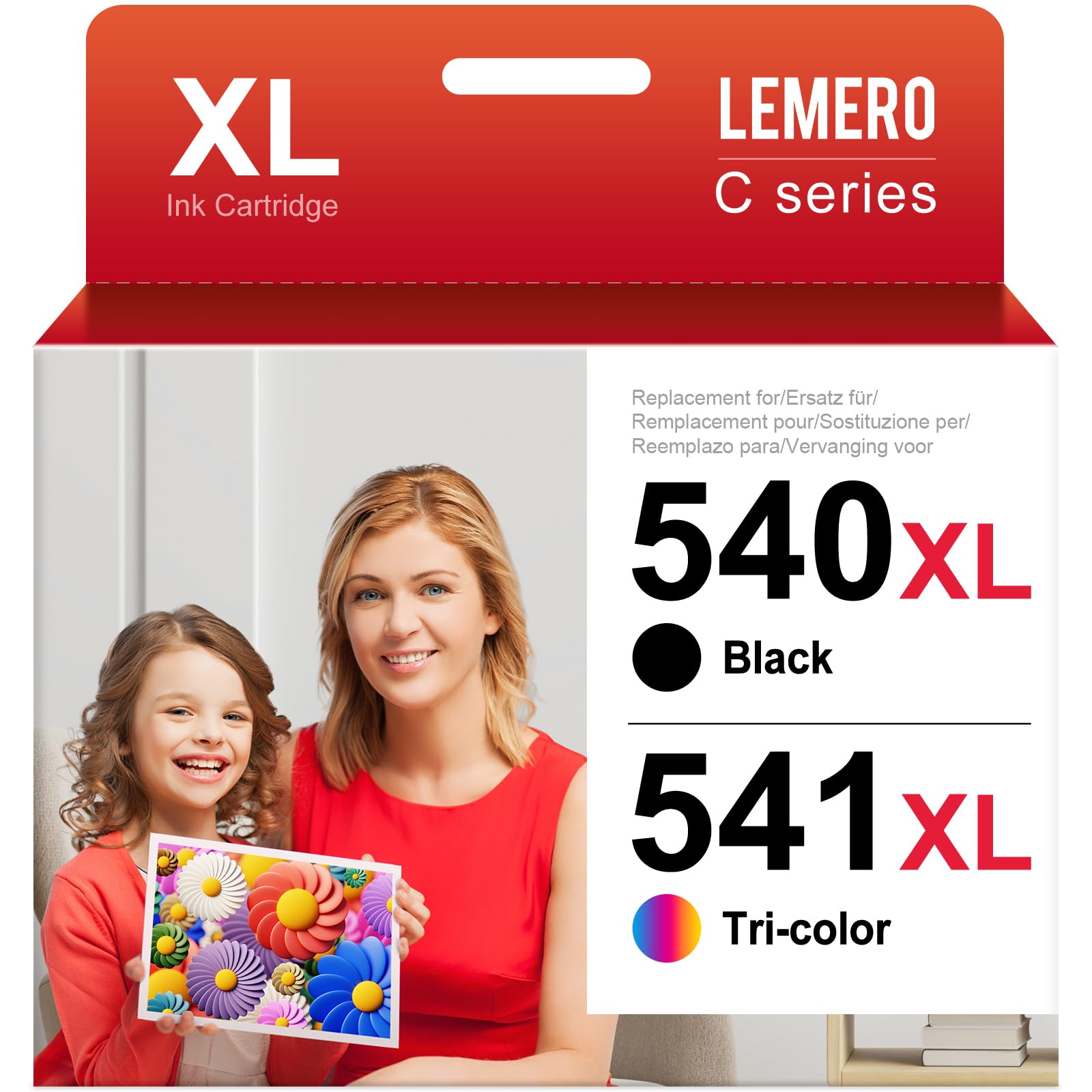 Lemero 540XL 541XL Cartuccia Compatibile per Cartucce Canon 540 541 XL PG-540 CL-541 per Canon Pixma MG3650S MG3650 TS5150 TS5151 MG3150 MG3250 MX475 Stampante(nero/colore,2-pack)