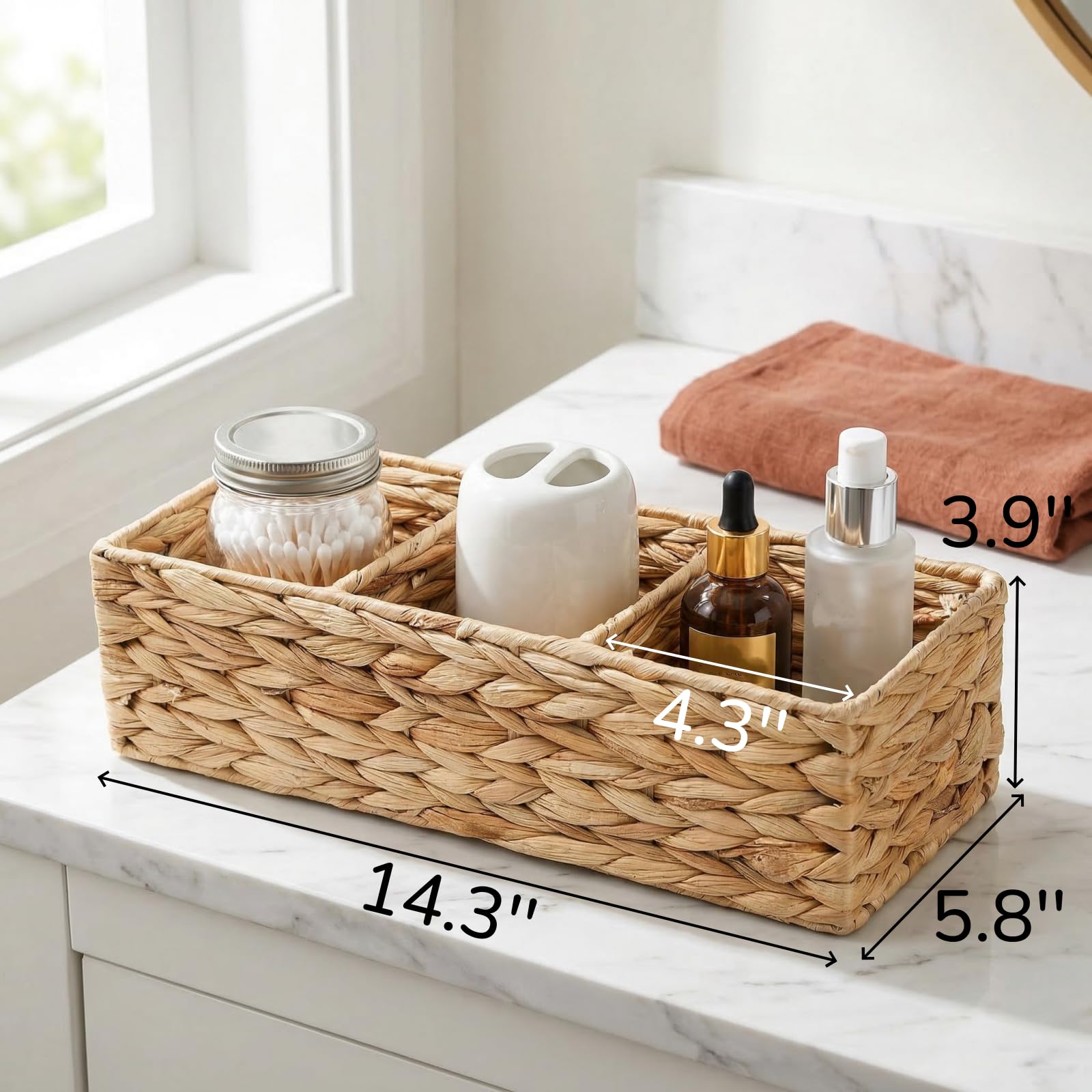 Amazon.com: Pumtus 2 Pack 3-Section Woven Baskets, Water Hyacinth