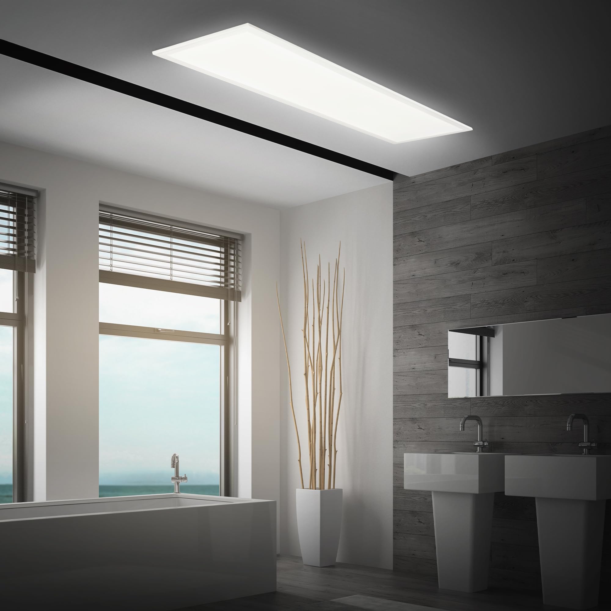 BRILONER - Panel LED z neutralnym białym światłem, ochrona przed wodą rozpryskową IP44, lampa sufitowa LED, lampa do salonu, lampa do sypialni, 100x25x6 cm, biały
