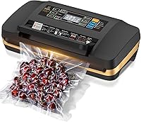 QIQIAOB 95kPa Vacuum Sealer Machine - Commercial Food Saver w/ Double Seal, Built-in Cutter, Starter Bags, Black