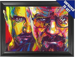 Breaking Bad Heisenberg 3D Poster Wall Art Decor Print | 11.8 x 15.7 | Lenticular Posters & Pictures | Merchandise Gifts for Guys & Girls Bedroom | Walter White & Jesse Pinkman Popular TV Show Series