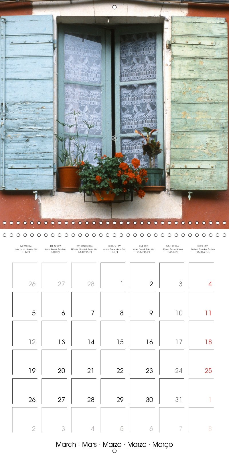 Fenetres de Provence calendario pared 2018 300 300 Mm Square