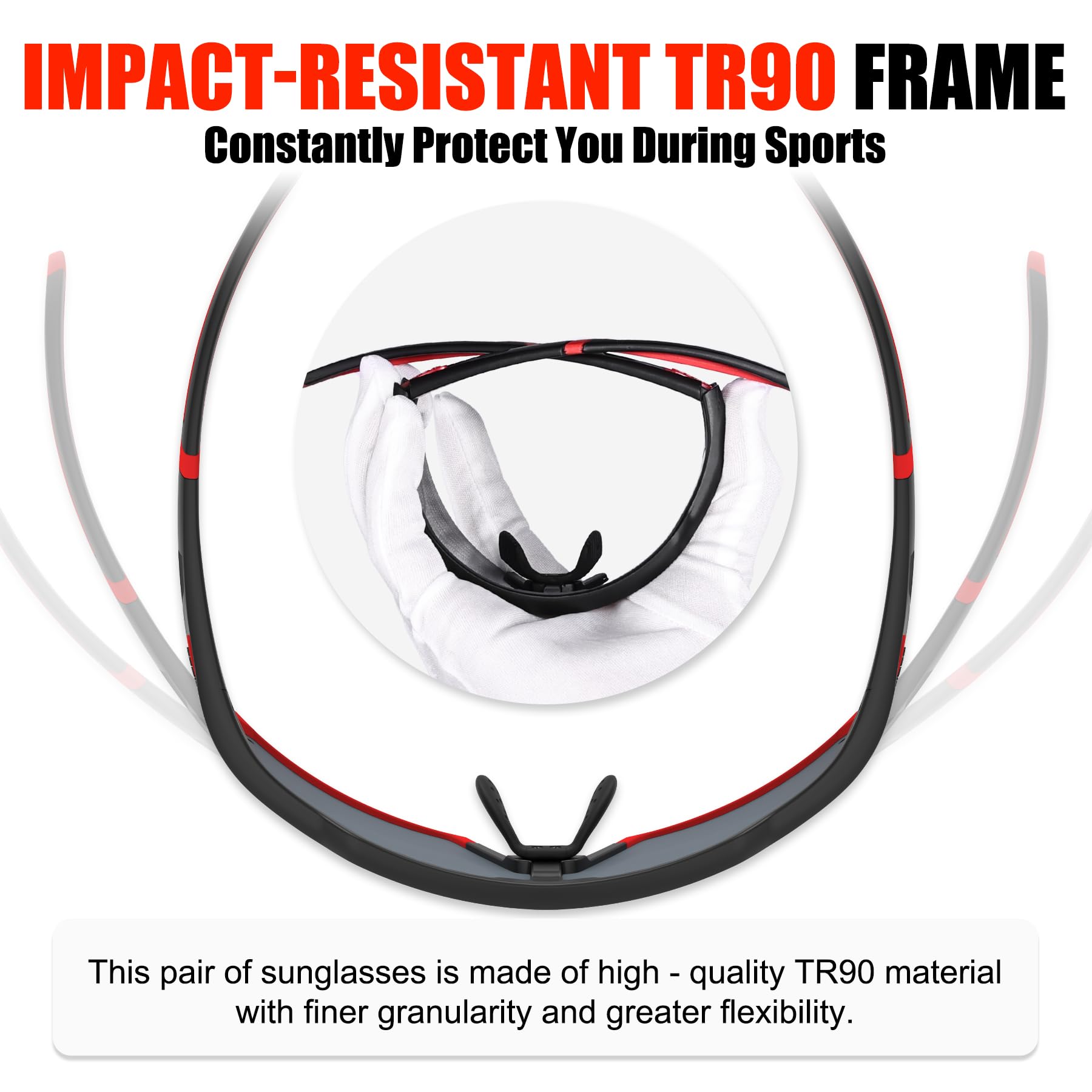 X-TIGER Lunettes de Cyclisme Lunettes de VTT Homme, Lunettes de Vélo avec 5 Lentilles Interchangeables Protection UV400, Montures TR90 résistantes au Stress, Pour Pêche Conduite Running Bicyclettes