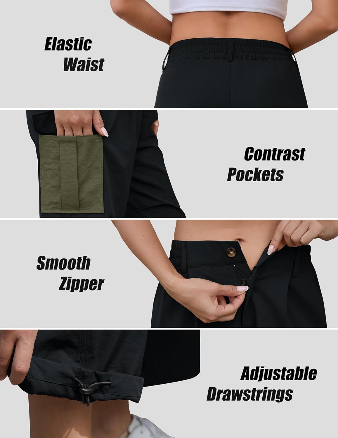 Cargo Pants Women Summer 2026 - Contrast Pockets Lightweight Travel Hiking Drawstring Casual Streetwear Trousers - Image 7