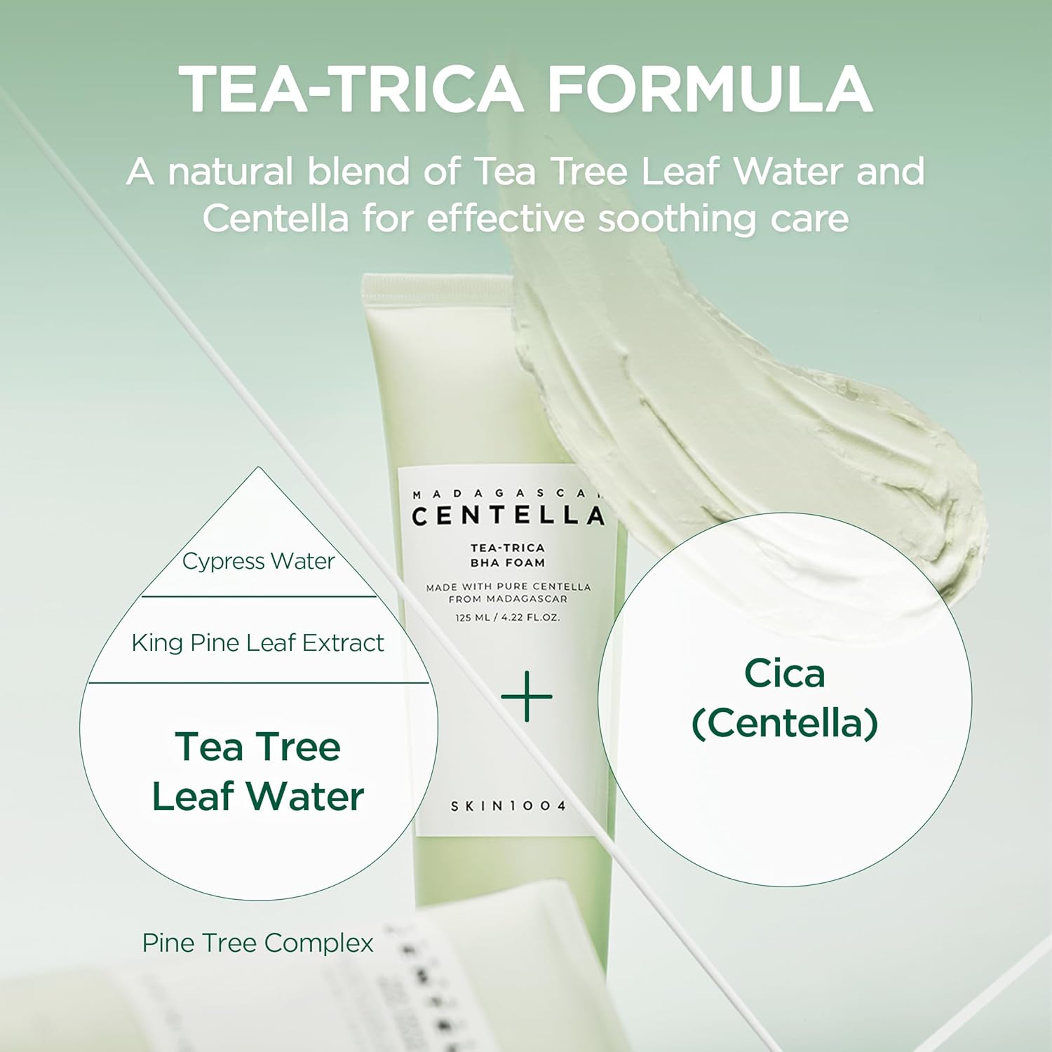 SKIN1004 Tea-Trica BHA Foam, Valentine Gifts, Makeup Remover, Korean Face Cleanser with Centella Asiatica & Tea Tree, Gentle Facial Foam Cleanser for Oil Control, Korean Skin Care, 4.22 fl.oz /125ml - Image 4