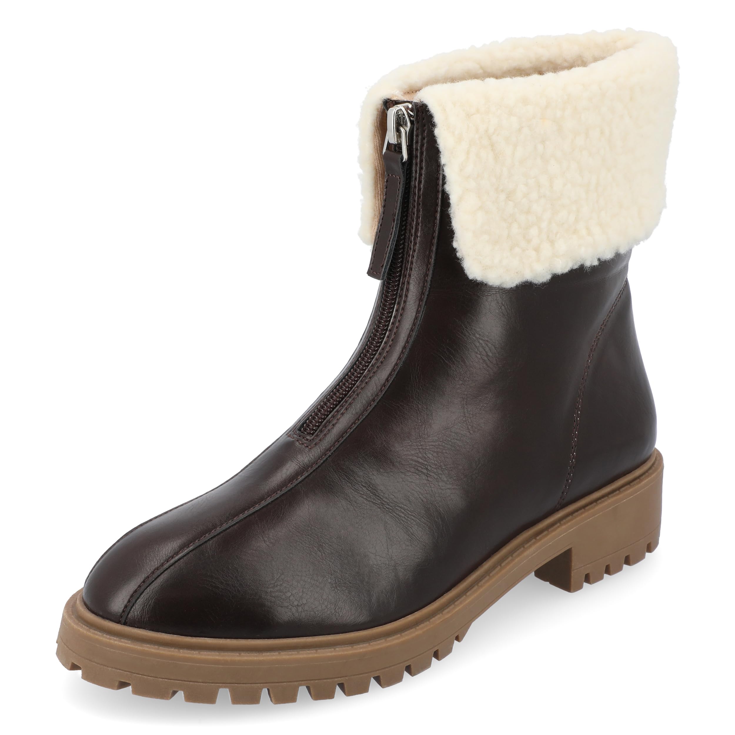 journee collectionWomens Fynn Almond Toe Block Heel Ankle Booties Brown 8 Medium WOMENS US