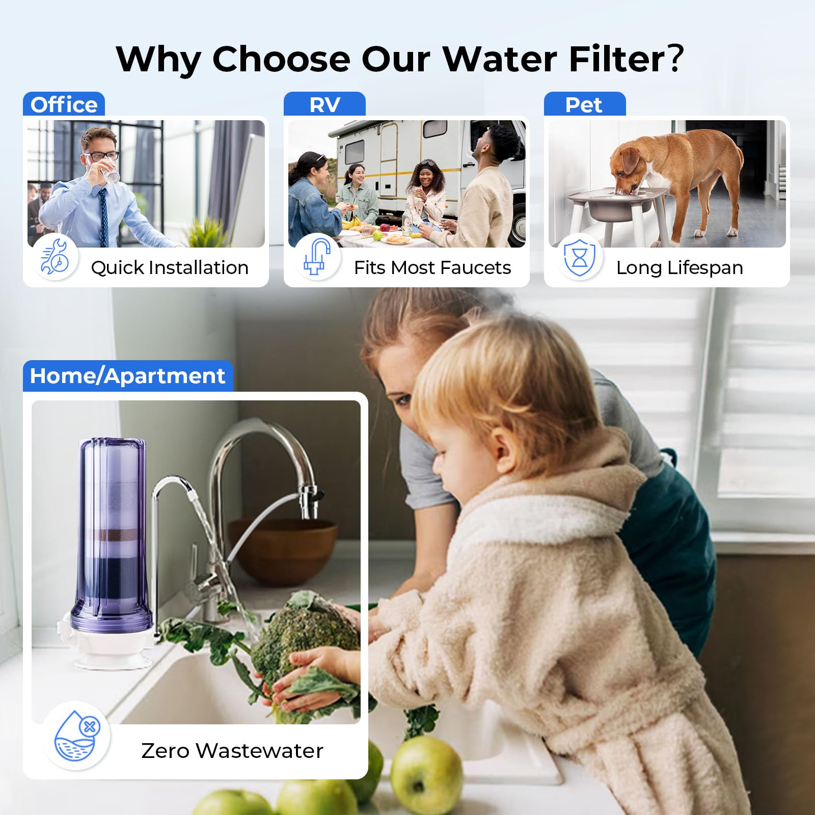 iSpring CT10-CL 7-stufiges Auftischfilter Wasserfilter, pH-ausgeglichen | reduziert Schwermetalle, VOCs, Chloramine, Blei, unangenehmen Geruch und Chlor, bis zu 12 Monate
