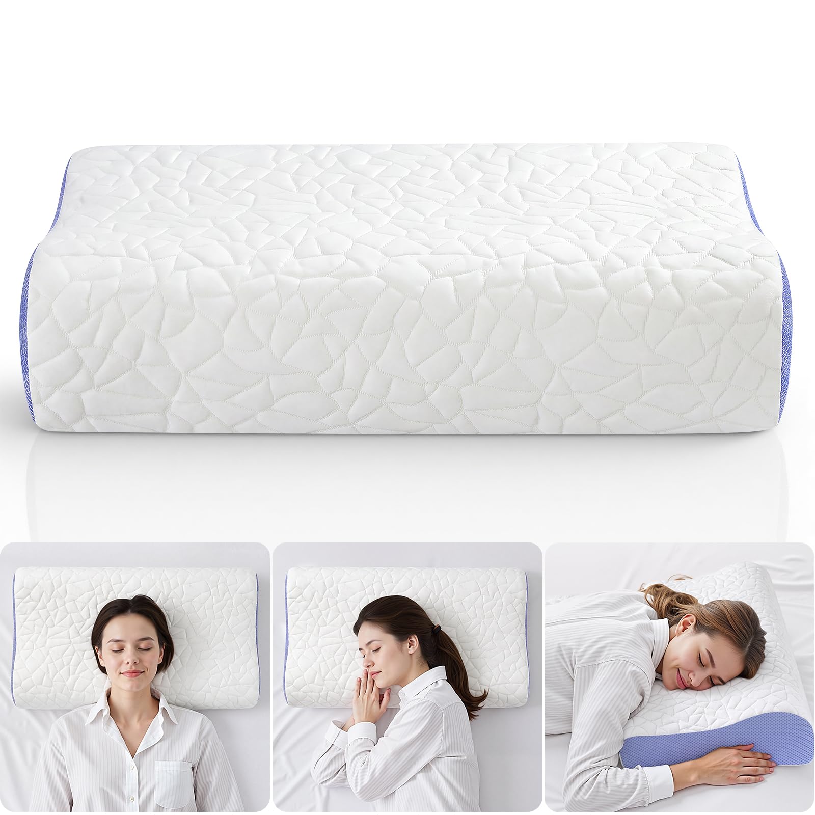 PKBD Ergonomic Cervical Pillow, Supportive Neck pillow for Side Sleeper, Pale Purple