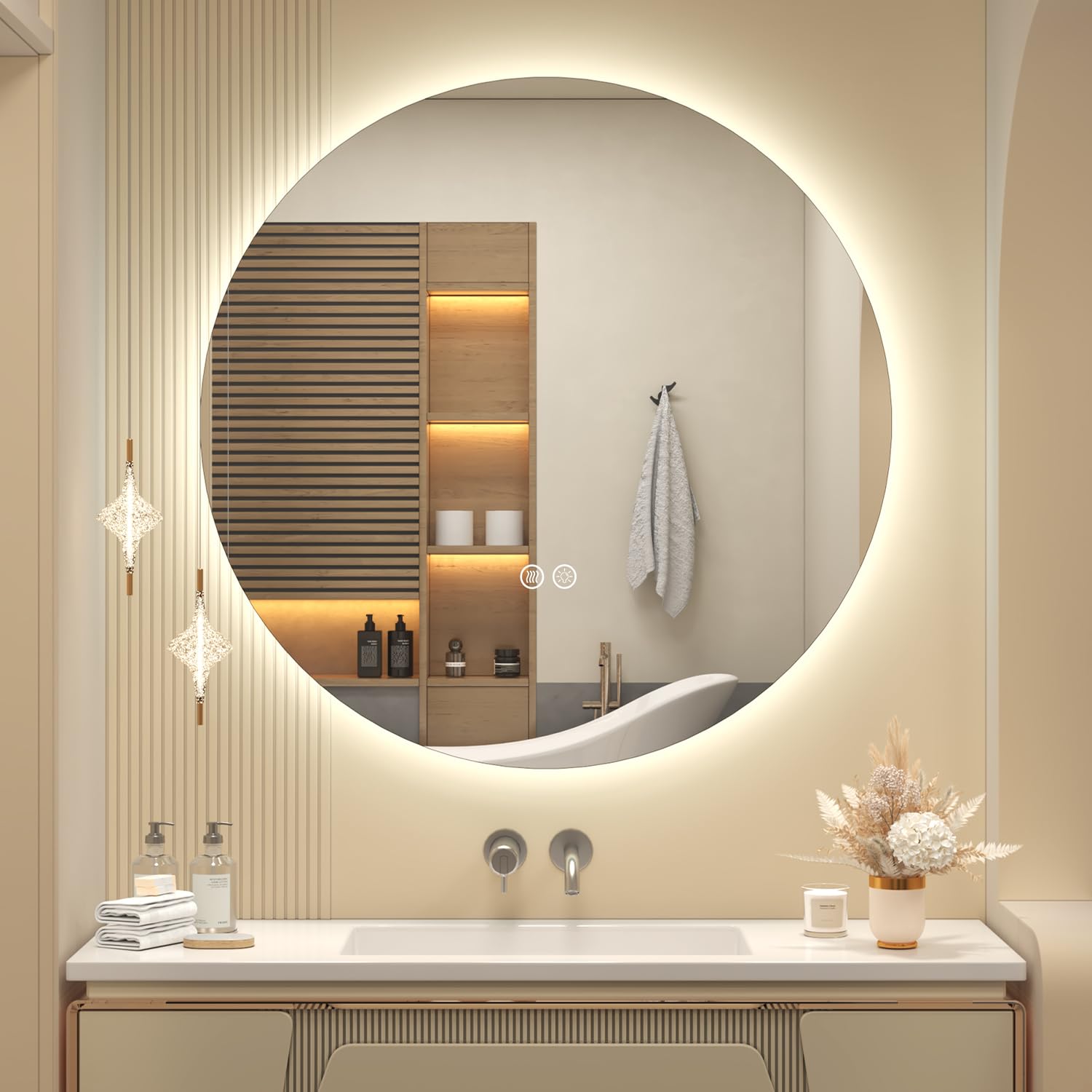 Photo 1 of SMIROR 36" Round LED Backlit Bathroom Mirror