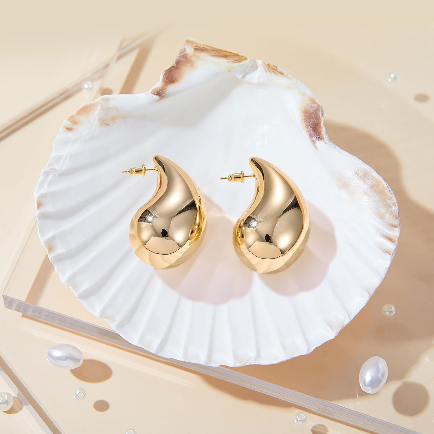 Gacimy Teardrop Earrings Dupes for Women 14K Gold Plated, Chunky Drop Earrings for Women with 925 Sterling Silver Post - Image 3