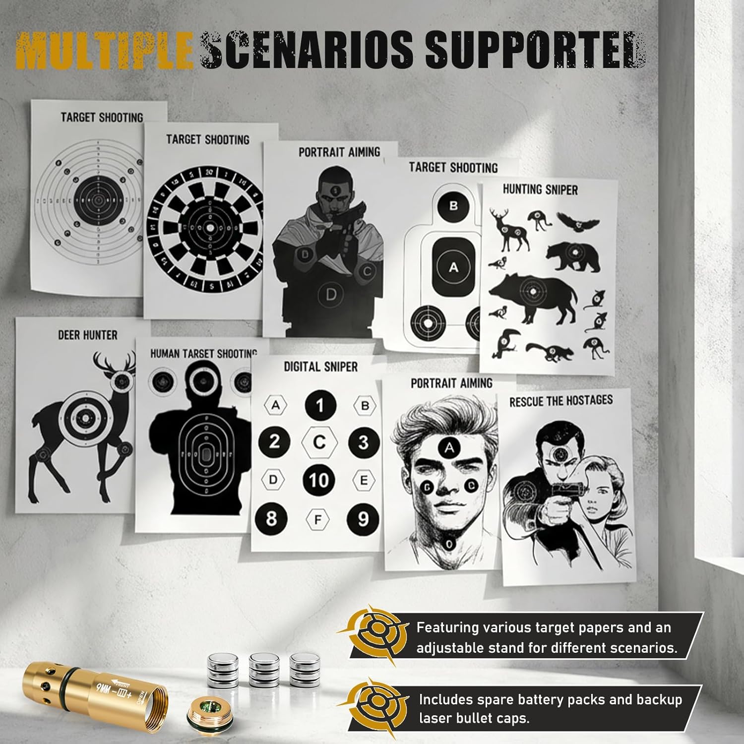 9mm/.45ACP Dry Fire Laser Training System, Laser Shooting Training, for Shooting Training Practice, Free App, Includes Laser Training Cartridge & Dozens of Drills