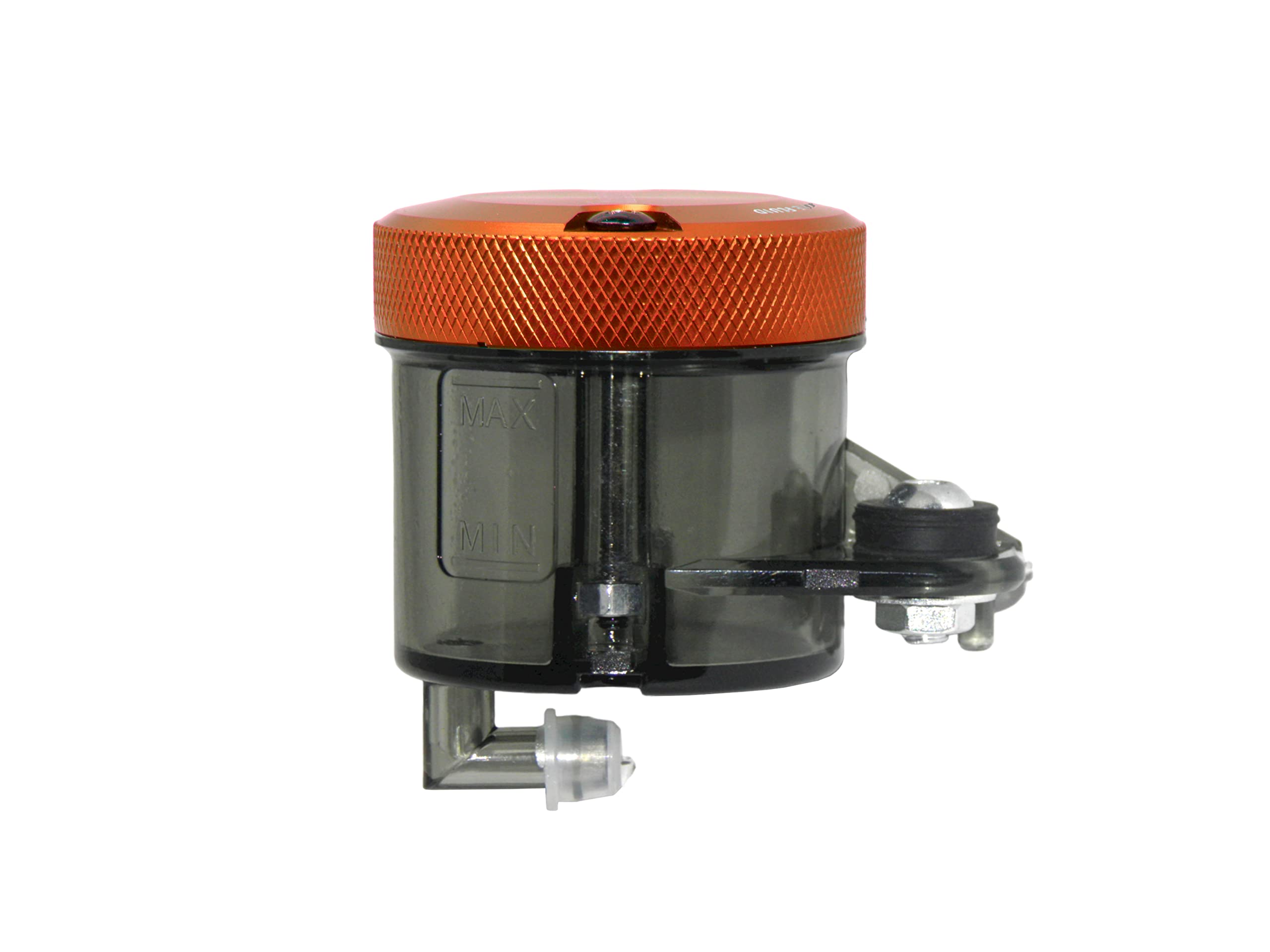 ACCOSSATO Kit di Montaggio vaschetta Olio Freni da 45 ml in plastica fumè con Tappo in Alluminio CNC ossidato Arancione e Staffa specifica per Pompe