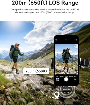Hollyland Lark A1 Wireless Microphone for iPhone & Android, 48kHz/24-bit Studio Audio, 3-Level Noise Cancellation, 200m Range, Magnetic Mini Mic for Video Recording & Live Streaming (2TX + USB-C RX)