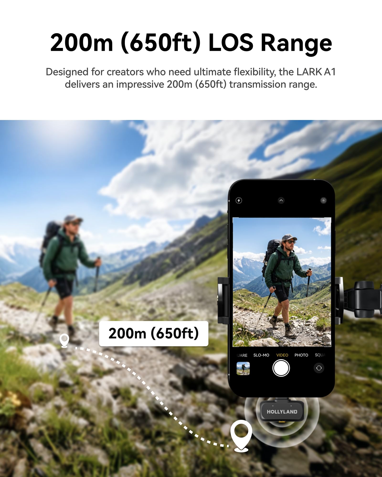 Hollyland Lark A1 Mini Duo Micro-Cravate sans Fil pour iPhone 15/16 & Android, 48 kHz / 24 Bits, Annulation de Bruit Intelligente à 3 Niveaux, Mini Microphone sans Fil pour Youtube, Podcast, Vlog
