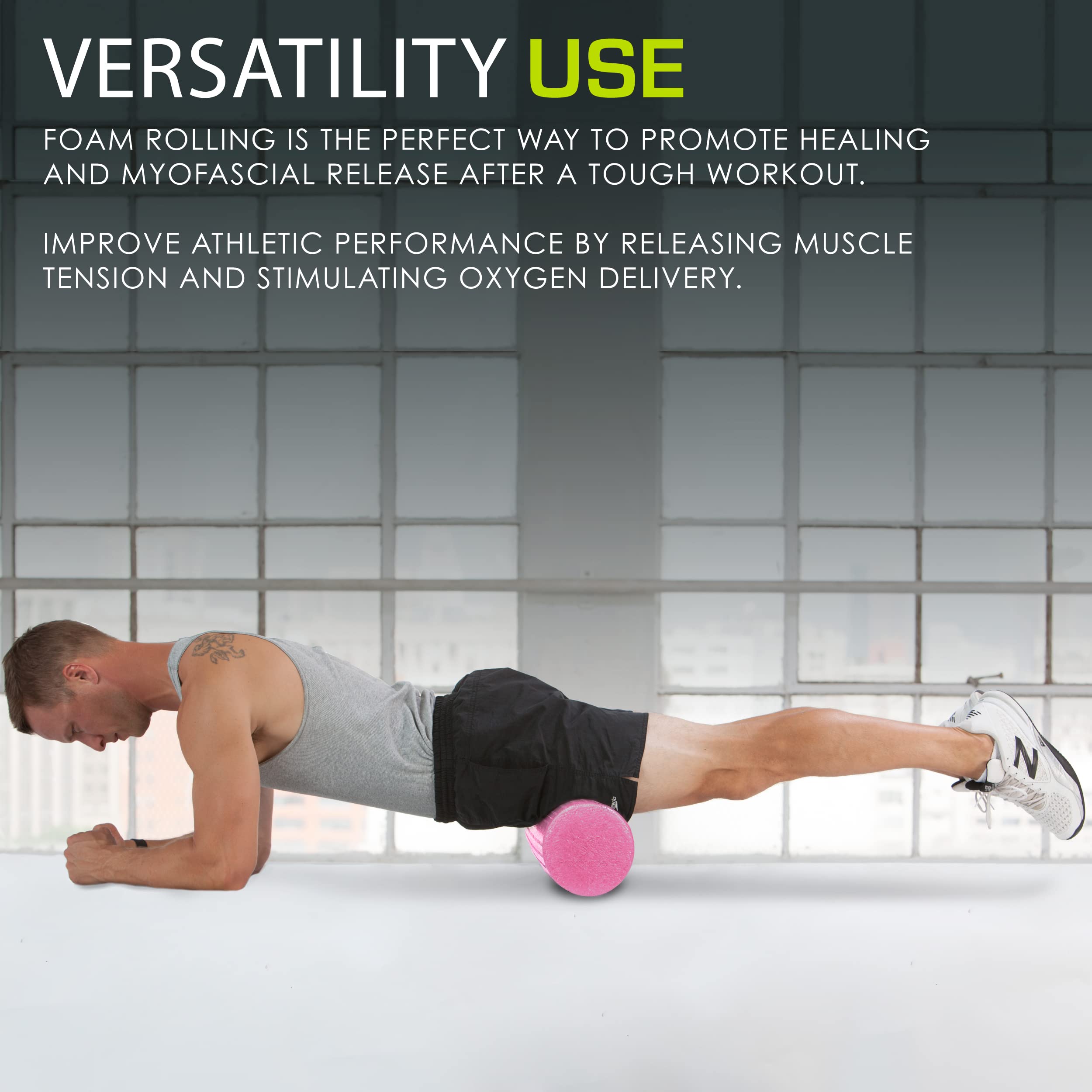 ProsourceFit High Density Foam Rollers 36, 24, 18, 12- inches long. Firm Full Body Athletic Massage Tool for Back Stretching, Yoga, Pilates, Post Workout Muscle Recuperation. Speckled and Solid Colors