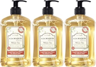 A LA MAISON White Tea Liquid Hand Soap - Triple French Milled Natural Moisturizing Soap (3 Pack, 16.9 oz Bottle)