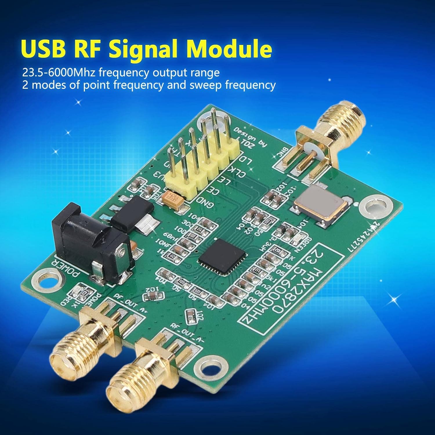 Respicefinem RF Source Module MAX2870 RF Signal Source Module Signal Generator Board USB 5V Power Supply 23.5‑6000Mhz Source Module for Communication